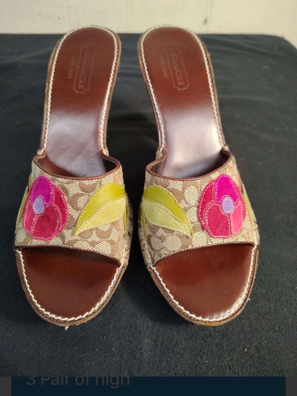 COACH KATALINA SIGNATURE LOGO SHOE Y2K "Poppy of Peace" flowers Size 7 - Picture 2 of 10
